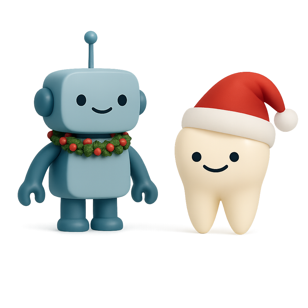 Friendly robot and tooth characters